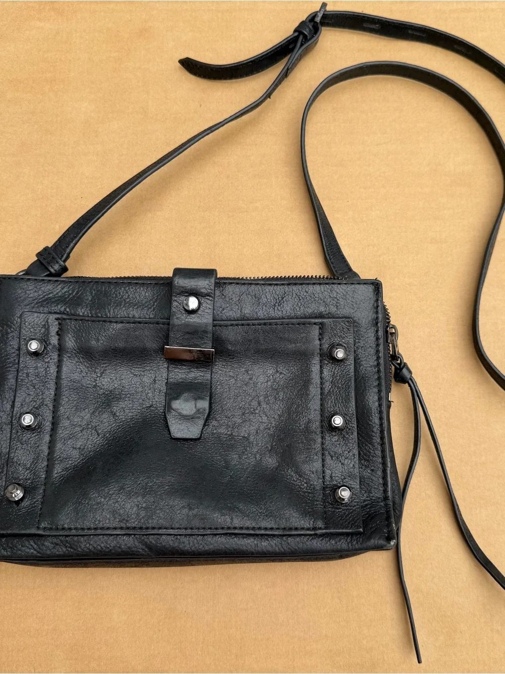 Botkier New York Black Leather Crossbody Bag Studded Y2K